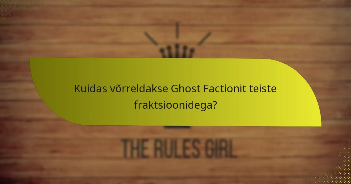 Kuidas võrreldakse Ghost Factionit teiste fraktsioonidega?